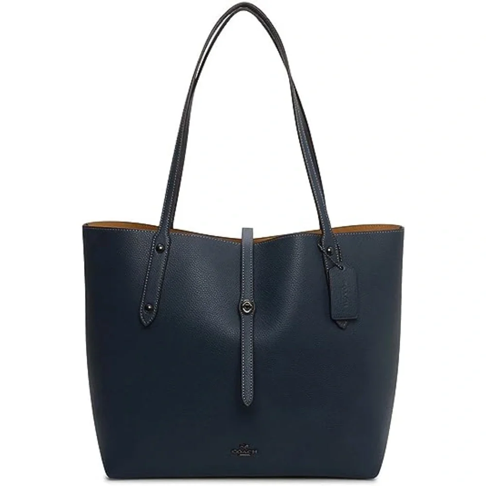 COACH Polished Pebbled Leather Market Tote - Picture 1 of 10